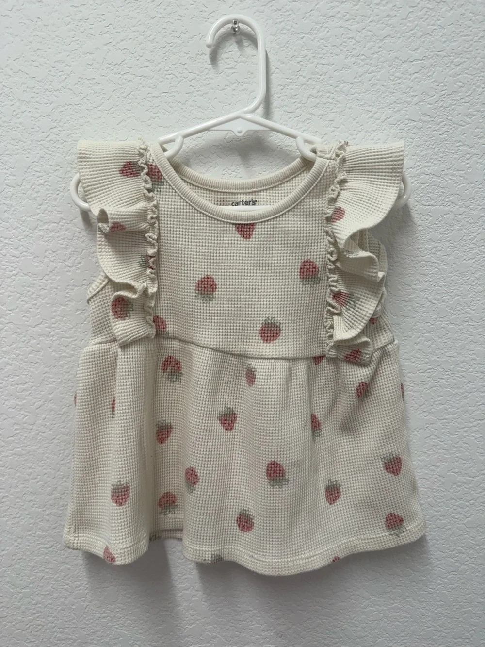 Carter's Cream Waffle-Knit Top with Strawberries